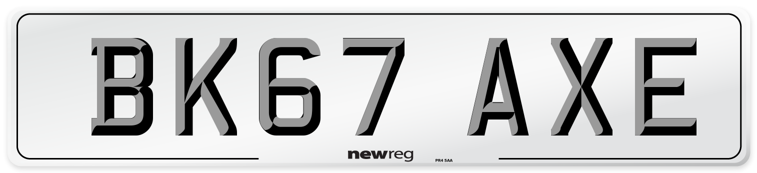 BK67 AXE Number Plate from New Reg